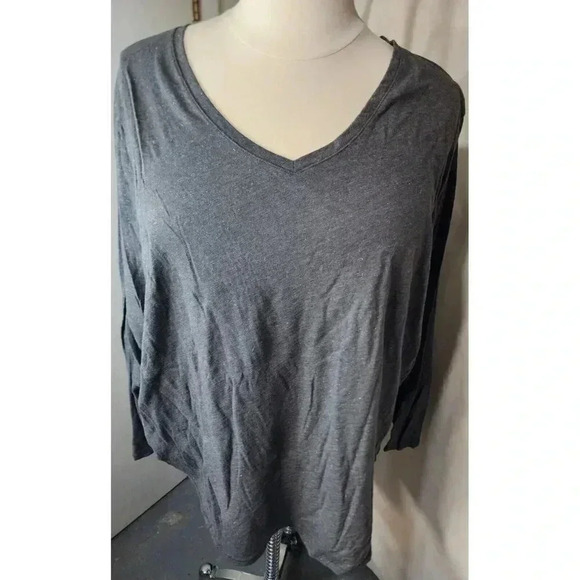 SOMOMA GRAY SPARKY LONG SLEEVE V-NECK TOP PLUS SIZE 4X - Picture 1 of 6